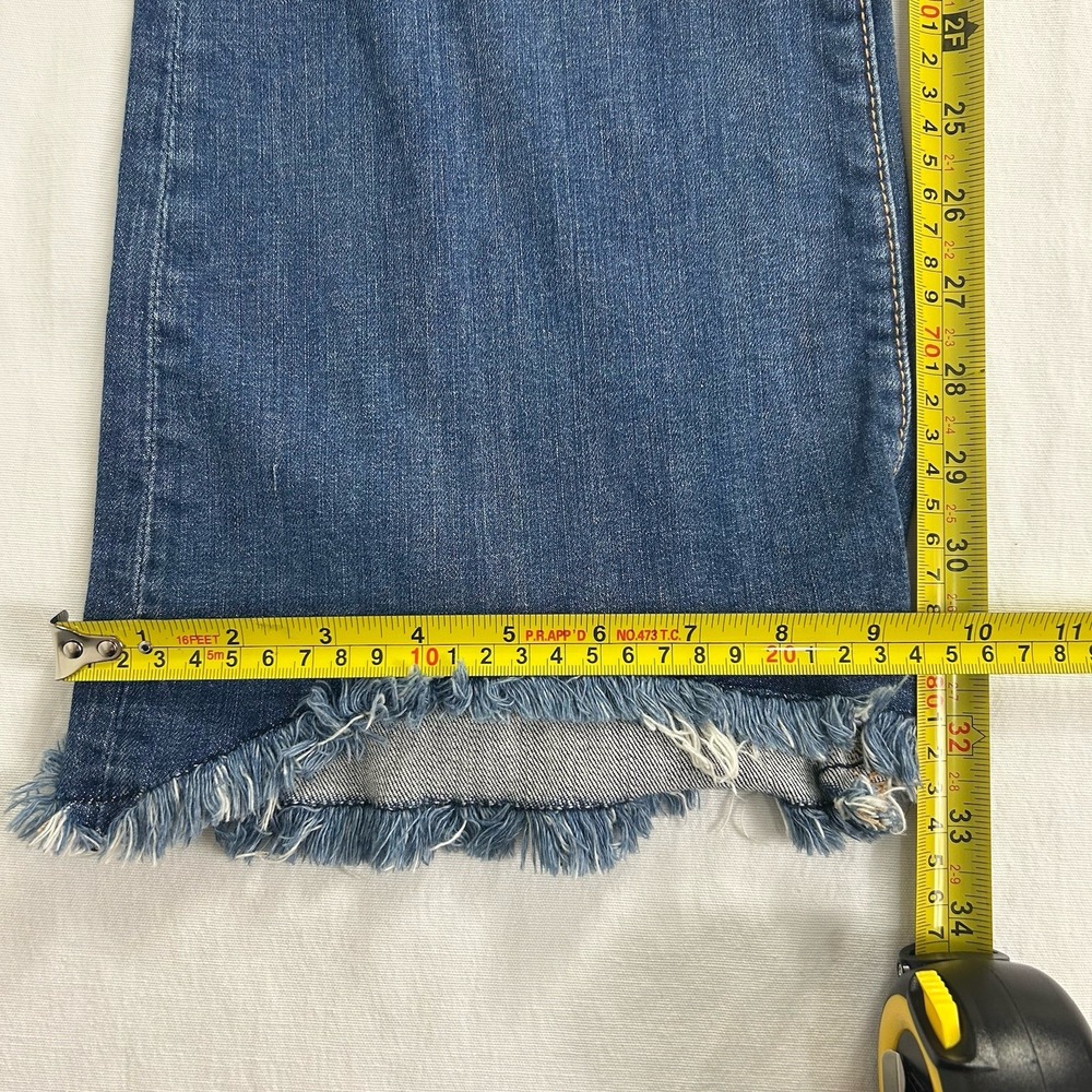 Driftwood Anthropologie Eva Floral Embroidered Mid Rise Stretch Flare Jeans 31 - Picture 3 of 12